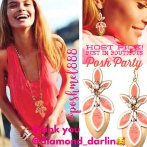 Stella & Dot Retired Hibiscus Pendant Necklace & Earrings Set